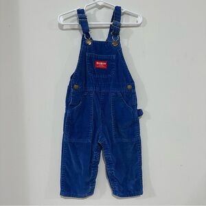 Vtg 70’s Oshkosh Vestbak Blue Corduroy Bibbed Overalls Size 2T Rare